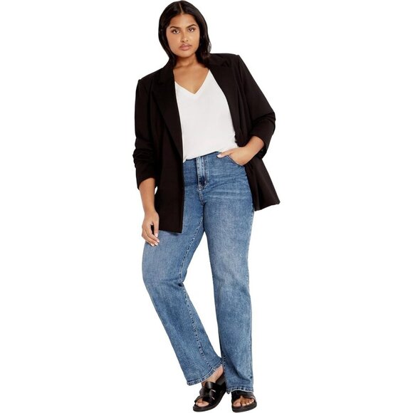 Denim - Women's Stretch Cotton Straight Jeans Plus Size Mid Rise 24 Chic Durable
